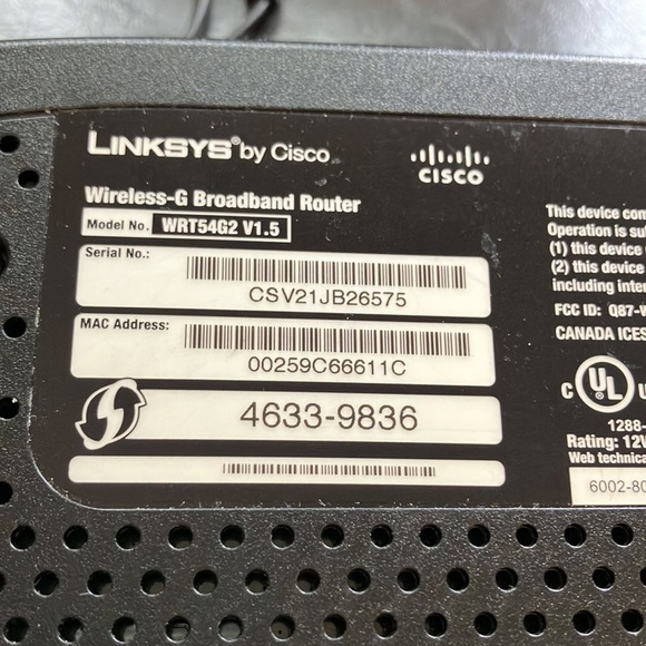Linksys by Cisco Wireless-G Broadband Router Black MWRT5462 V1.5 - Picture 6 of 6